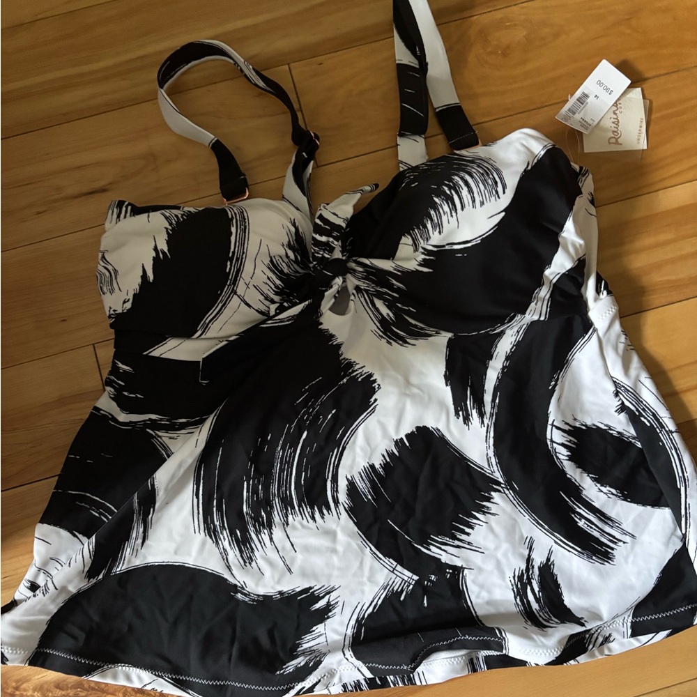 Penningtons Black and White Swim Top